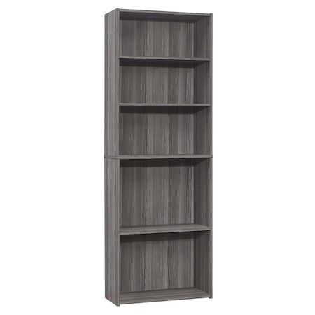 Gfancy Fixtures 11.75 x 24.75 x 71.25 in. Grey 5 Shelves Bookcase GF3089038
